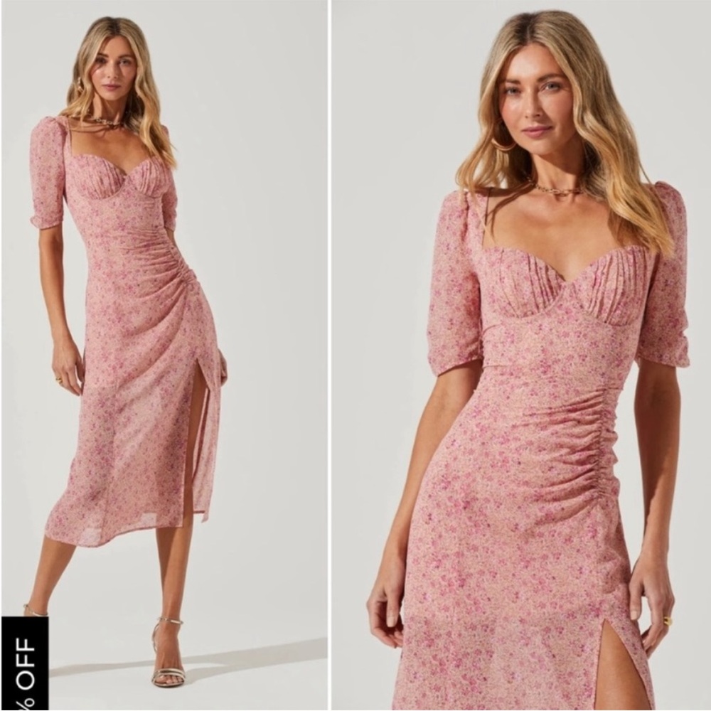ASTR THE LABEL- pink floral milkmaid dress